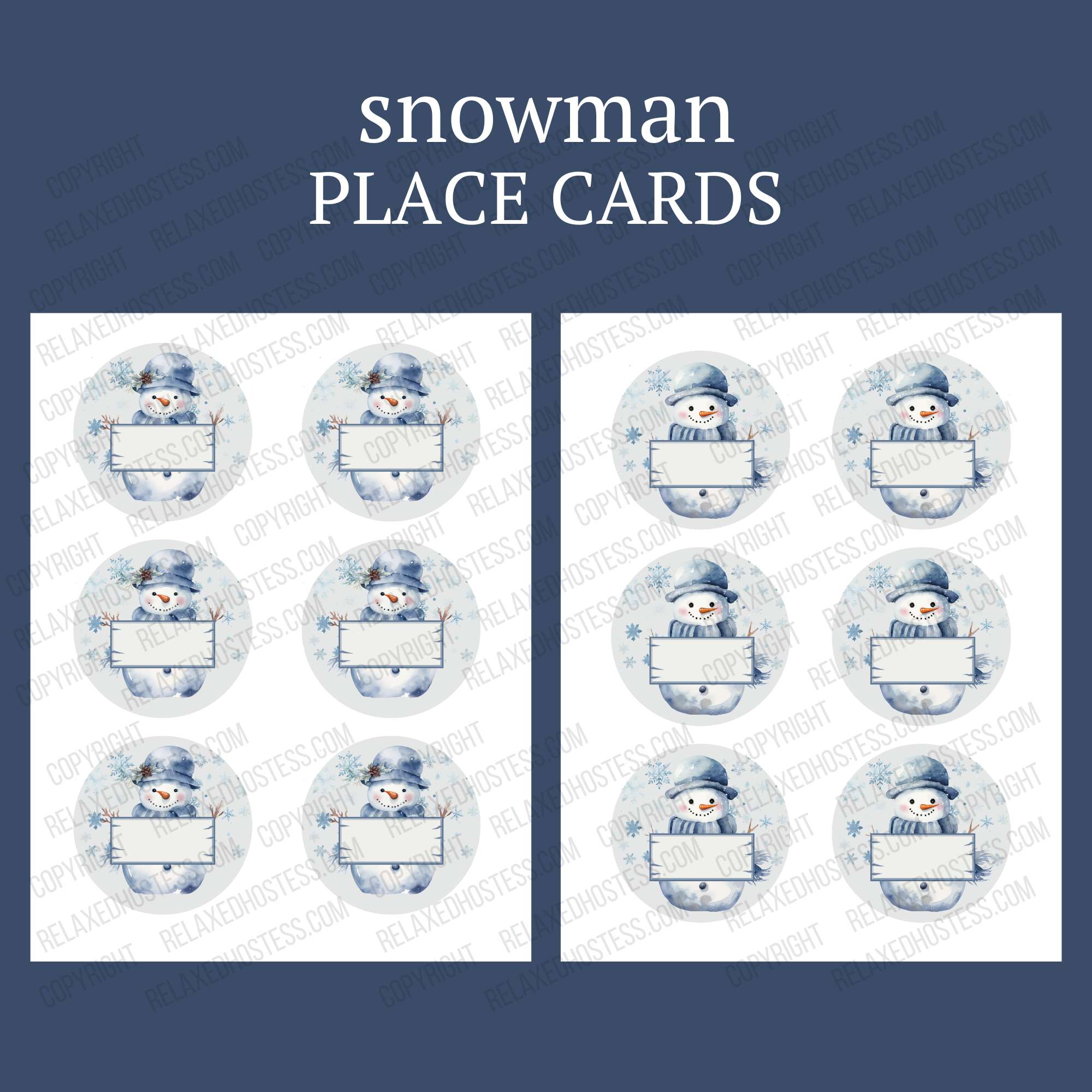 Snowman Place Cards – Relaxed Hostess