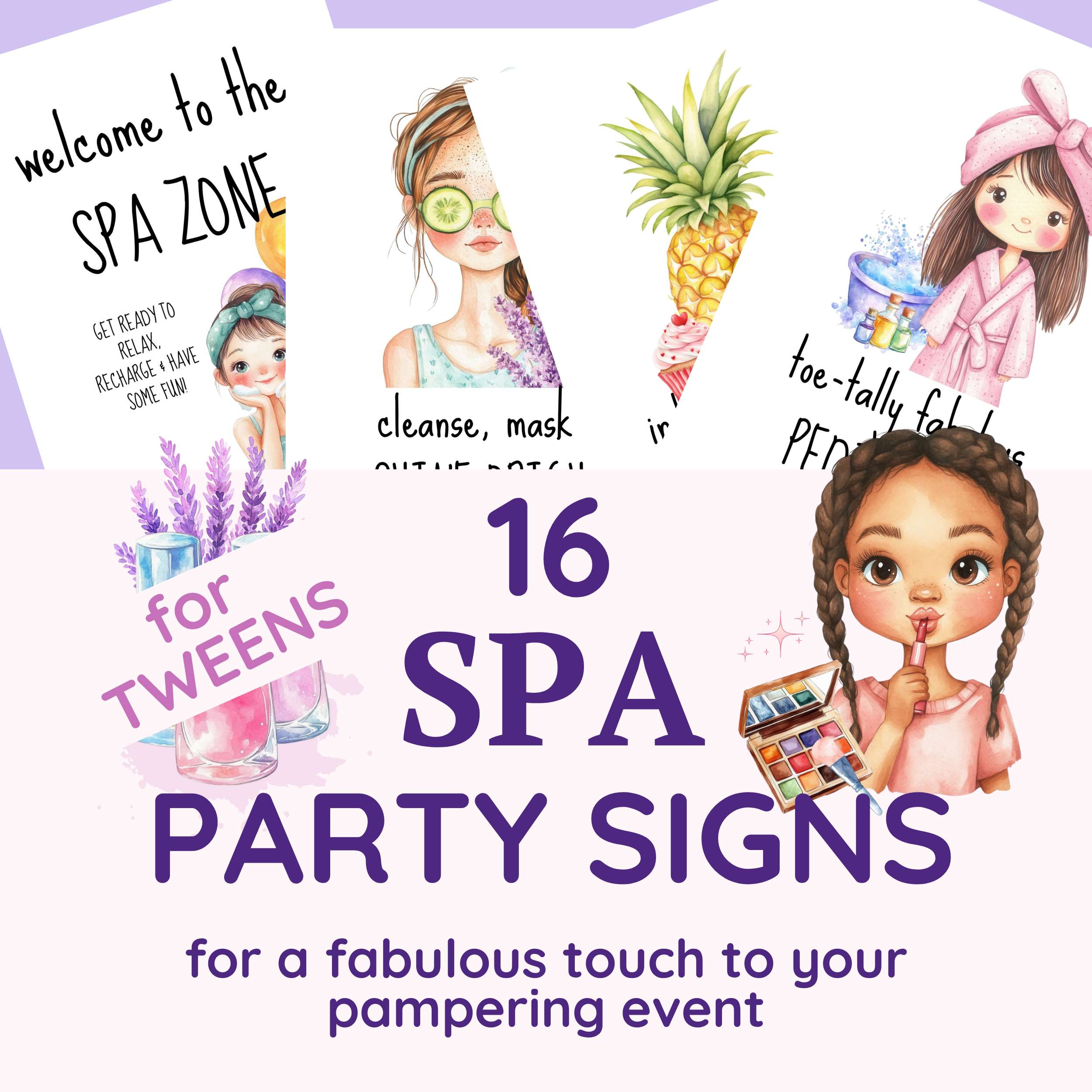 Party Week. Sign 16 Fun Spa Party Signs for Tween Parties – Relaxed Hostess