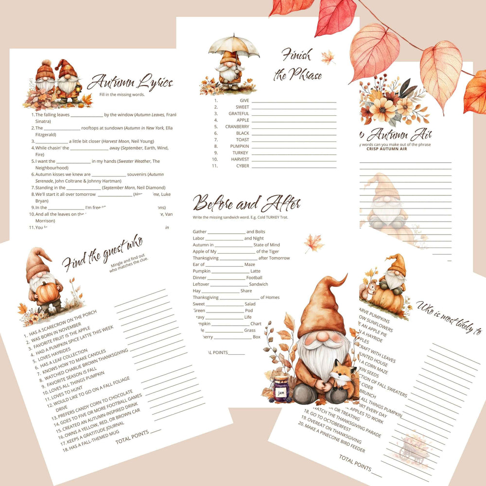 
                  
                    Fall party games for office: Autumn lyrics, finish the phrase, find the guest who, before and after, crisp autumn air, who is most likely to
                  
                