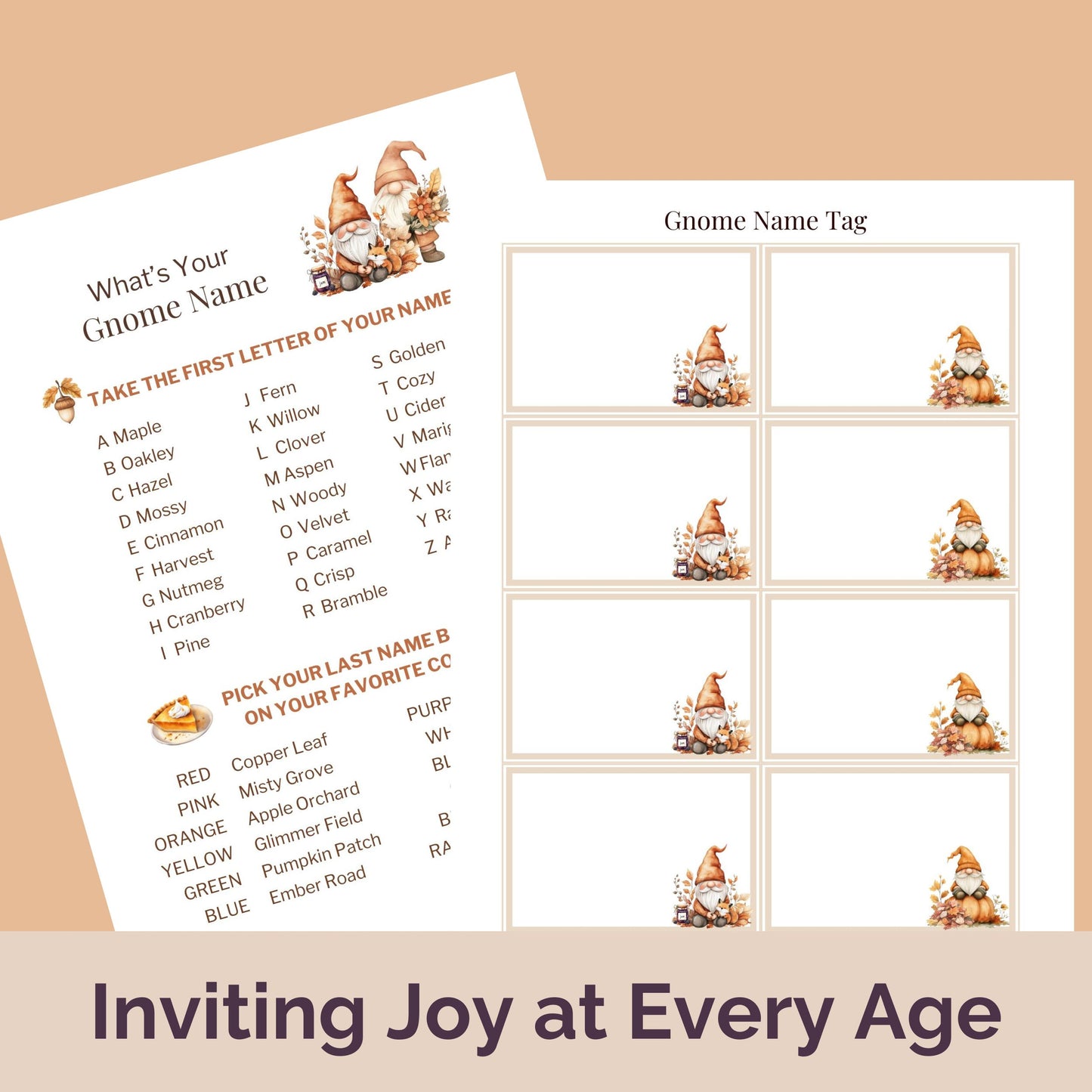 What is your gnome name game and name tags.