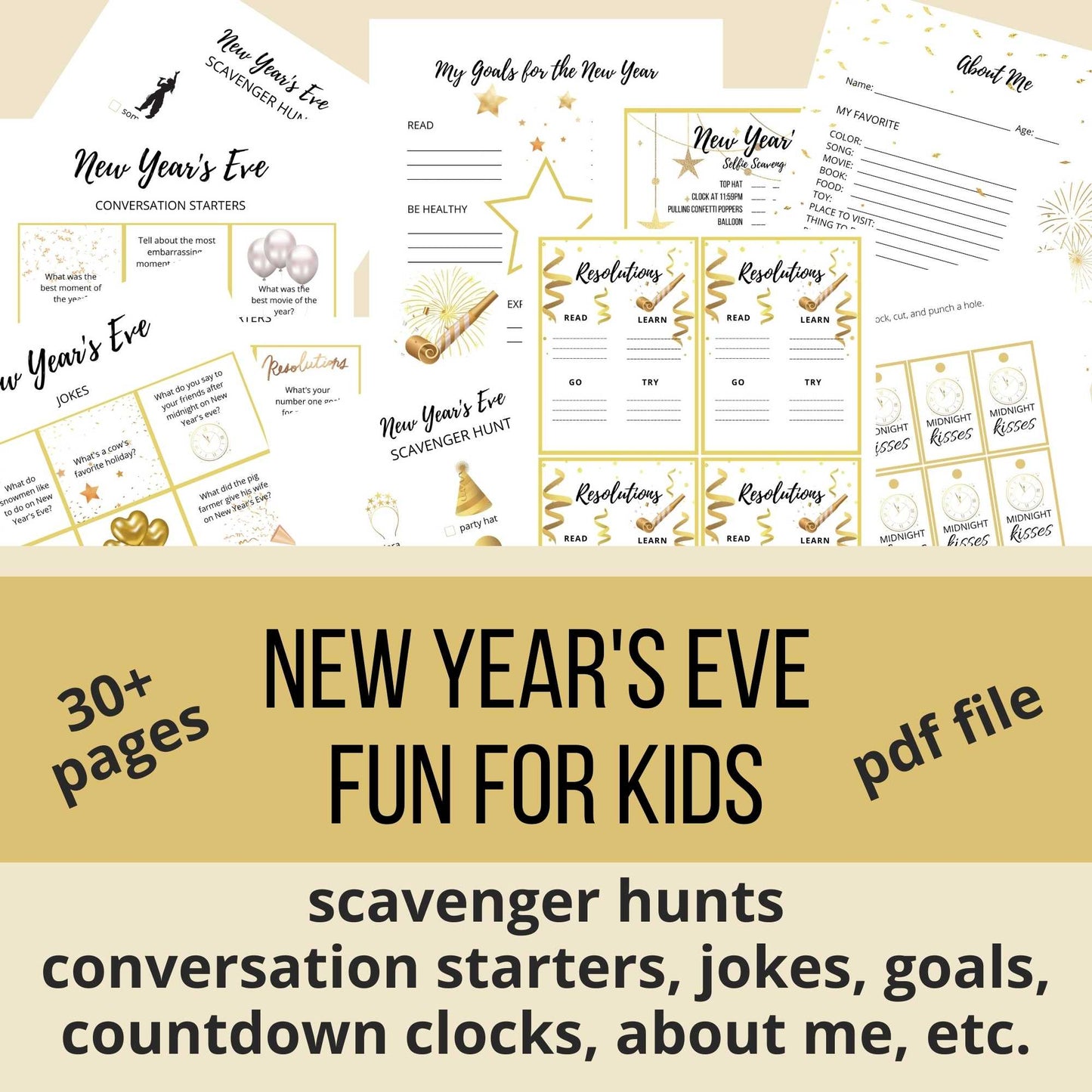 New Year's Eve Fun for Kids! New Year's Eve scavenger hunt, conversation starters, jokes,, year in review