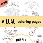 Free printable luau coloring pages for kids. Aloha and pineapples, under the sea, dolphins, ukulele
